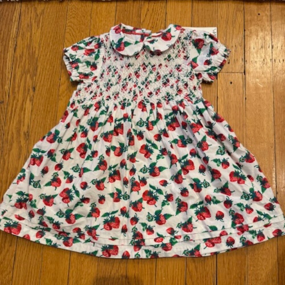NWT Baby Boden Strawberry Patch Dress Size 9-12m